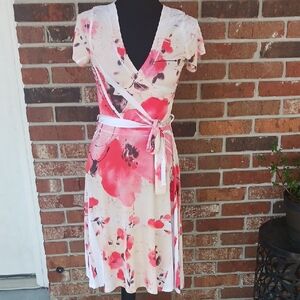 Special 2 For $25 Floral Wrap Dress in Pink and White